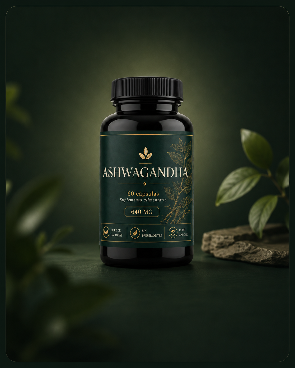 Frasco de Ashwagandha 640 mg