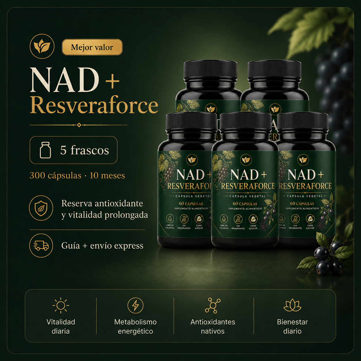 Frasco Kénos NAD+ Resveraforce