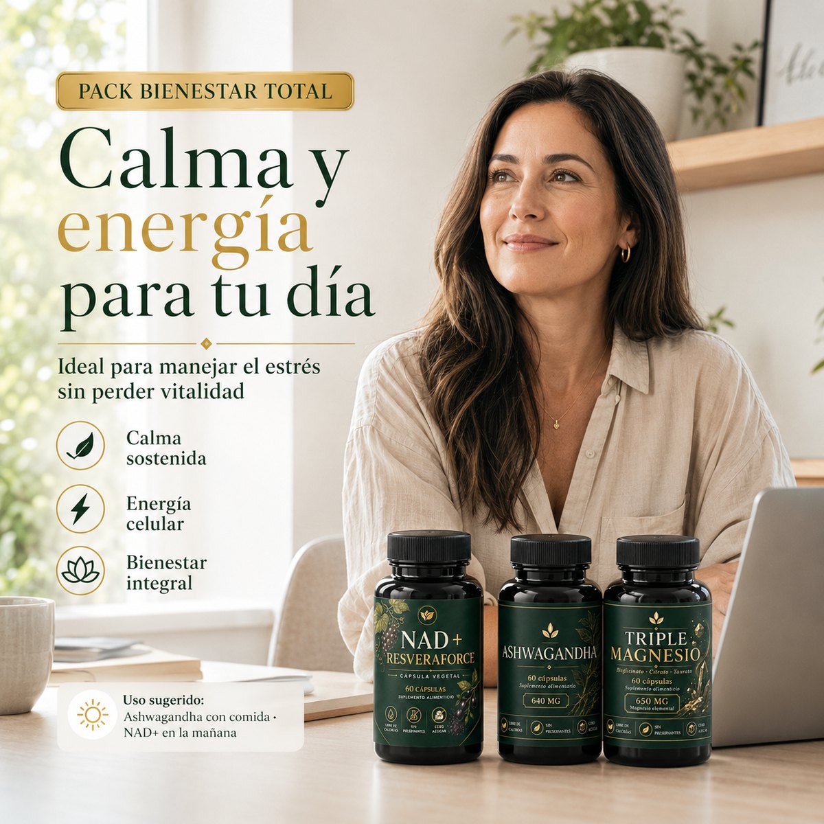 Pack Bienestar Total Kénos — Ashwagandha, NAD+ y Triple Magnesio