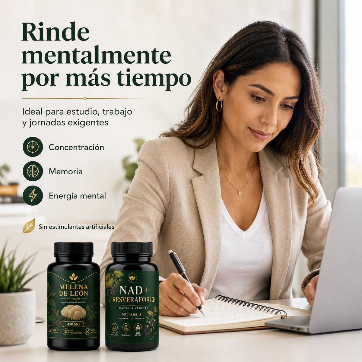 Pack Mente & Foco Kénos — Melena de León y NAD+ Resveraforce
